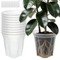 10.6 Inch Large Clear Nursery Pots with Drainage Holes, 2.7 Gal 10 Pack Transparent Plastic Plant Pots, Ideal for Orchids, Seedlings, Repotting & Observing Root Growth & Soil Moisture - size: 10 inch