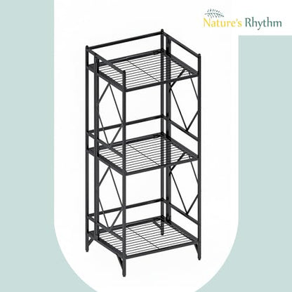 Nature's Rhythm 3-Tier Metal Storage Rack, Adjustable Garage Shelving Metal Shelving Unit (12.84 x 11.27 x 32.54inch, Black) - size: 3-Tier