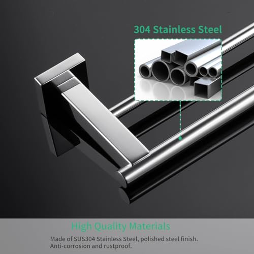 Miyili Bathroom Double Towel Bar 24-Inch Stainless Steel Bath Hand Towel Rack Wall Mount Polished Finish, A02C60B - color: Polished Steel, size: 24-Inch