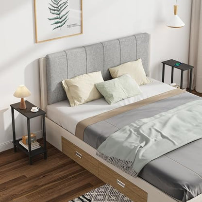 TUTOTAK Small Side Table, Narrow End Table, Skinny Sofa Table, Slim Nightstand, Couch Table, Living Room, Bed Room, Black TB01BK062 - color: Black, size: 2-Tier（7.9"D x 15.8"W x 22.5"H）