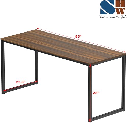 SHW Mission 55-Inch Home Office Computer Desk, Walnut - color: Walnut, size: 55-Inch