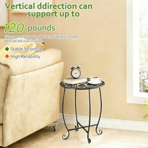 Arbuxzuy 17" Tall Round Metal Outdoor Side Tables,Flower Pot Stand | 17" tall decorative flower pot stands,Rustproof potted holder,120 lbs load capacity, indoor/outdoor use - size: 1pcs