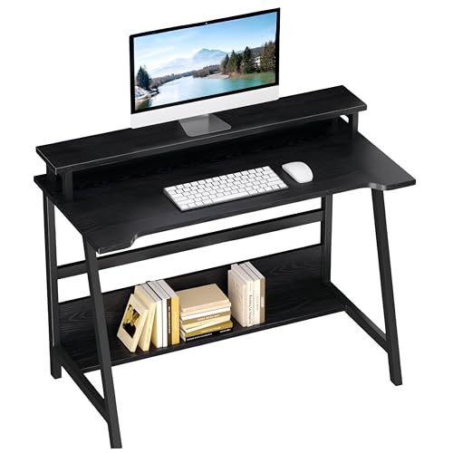 ALISENED 31.5 Inch Small Office Desk with Storage, Small Desk for Small Spaces, Compact Home Office Desk, Mini Study Desk for Bedroom, Black - color: Black