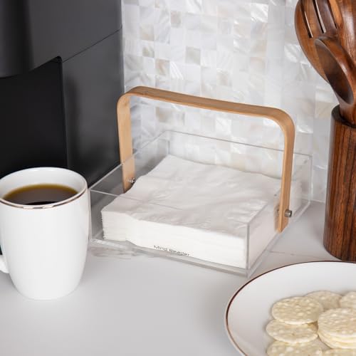 Mind Reader Napkin Holder, Kichen Storage, Countertop Organizer, Caddy, Kitchen, Acrylic, 7.25"L x 7.25"W x 5.5"H, Brown - style: Nakin Holder