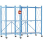 DEANIC 3 Tier Foldable Storage Shelves with Wheels, Kitchen Appliance Stand, Freestanding Metal Wire Shelf Rack, No Assembly Organizer Rolling Cart for Garage, Basement, Pantry(Blue Pack of 2) - color: Blue