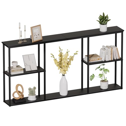 WOHOMO Black Console Table, 3-Tier Small Entryway Table, Long Sofa Table for Hallway, Living Room (63 inch) - color: Black, size: 63"