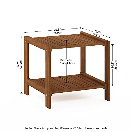 Furinno FG19840T Tioman Hardwood Mississippi Side Table, Natural - color: Natural, size: 18.9"D x 20.5"W x 17.9"H (2 tier)