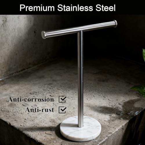 Hand Towel Holder, NEWRAIN Countertop Hand Towel Holder Stand, Stainless Steel Free Standing Hand Towel Rack with Heavy Base, for Bathroom Kitchen & Counter top, Brushed Nickel - color: Brushed Nickel, style: 1-Tier