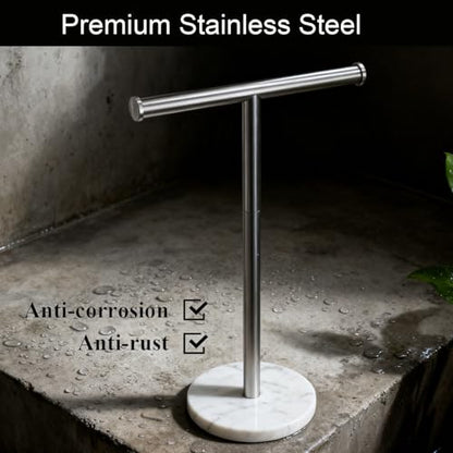Hand Towel Holder, NEWRAIN Countertop Hand Towel Holder Stand, Stainless Steel Free Standing Hand Towel Rack with Heavy Base, for Bathroom Kitchen & Counter top, Brushed Nickel - color: Brushed Nickel, style: 1-Tier