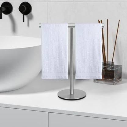 T-Shape Towel Holder, Towel Rack Stand for Bathroom Vanity Countertop, Towel Bar for Bathroom Kitchen (Silvery) - color: Silvery-1pc