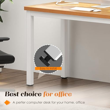 Need Office Computer Desk - 47 Inches Modern Simple Heavy Duty Working Study Table,Modern Simple Style PC Writing Table,Home Office Writing Small Desk Perfect for Training/Card/Meeting Teak&White - color: Teak & White Frame