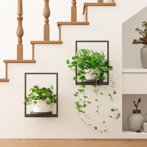 Hanging Planters for Indoor Plants - Aesthetic Photo Frame Style Wall Plant Holder - Metal Window Plant Shelves, Wall Plant Hanger for Lingving Room Home Gardening Wall Decor (2-Pack) - size: 2-Pack