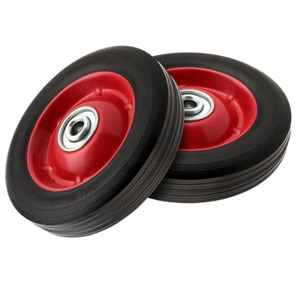 4 PCS 8 x 1.75 Inch Solid Rubber Tire, Black Red Solid Rubber Wheels with 1/2 Inch Axle, Hand Truck Replacement Wheels for Garden Carts, Wheelbarrows - size: Red 4Pcs