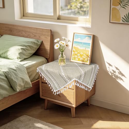 Small Spring Square Tablecloth 24 x 24 inch, Rustic Farmhouse Coffee Table Cover for End Bedside Table, Boho Nightstand Cover Top, Linen Dresser Cloth Cover for Bedroom, Summer Home Decor - color: Brown, size: 24" x 24" (Square)