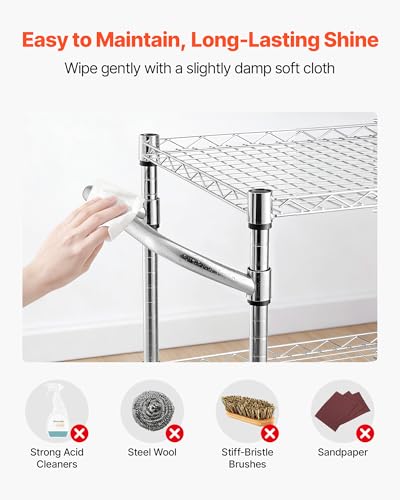VEVOR Kitchen Utility Cart, 3 Tier Heavy Duty Adjustable Wire Storage Rack, Commercial Steel Rolling Service Trolley on Wheels, Work Table with Handle Bar, for Garage and Laundry Room, 35x17.8x40.9 in - size: 18"D x 35"W x 40.9"H Upgraded