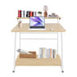 3 Tiers Rolling Computer Desk, 31.5 Inch Home Office Desk with 4 Wheels & 4 Foot Pads, Mobile Small Computer Desk, Student Study Table for Small Space Bedroom (White+Log Color) - color: White+log Color