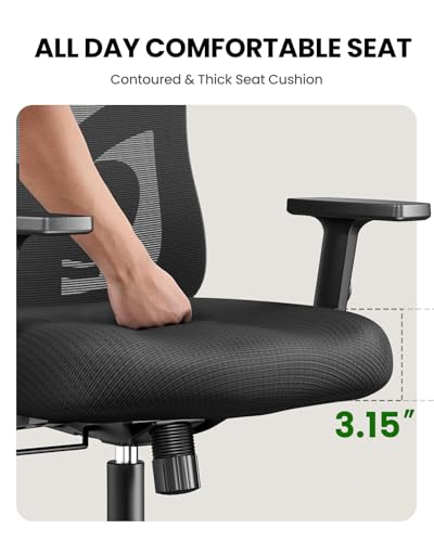 Marsail Ergonomic Office Chair Ergonomic Gaming Chair with Lumbar Support, 2D Headrest, Adjustable Armrests, Contoured Seat Cushion, Computer Desk Chair with Wheels for Home and Office - color: Black