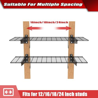 WALMANN 2 Pack Garage Wall Mount Shelves, 45x15 inch Wall Mounted Storage Shelves for Garage Heavy Duty Floating Shelf, Holds Up to 220 lbs(Black) - color: Black-15x45