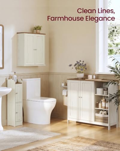 VASAGLE SIREN Collection Bathroom Wall Cabinet, Hanging Storage | Bathroom storage cabinet, for medicines, farmhouse, 2 adjustable shelves, 7.9 x 22 x 23.6 Inches