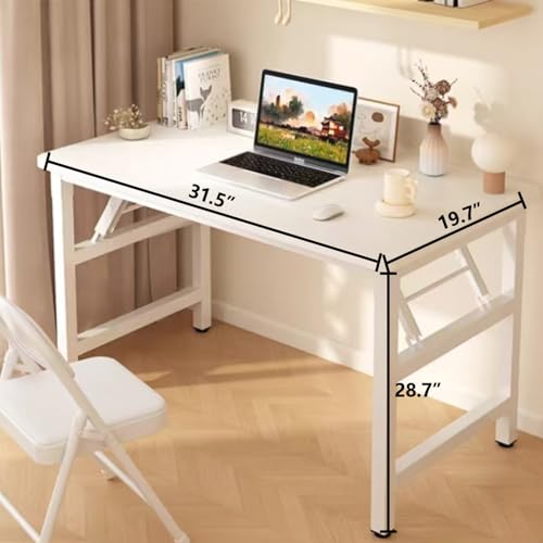 31.5 Inch Folding Table，Square Folding Desks for Small Space,Small Foldable Desk No Assembly,Black. - color: Frame：black/Board：black, size: 31.5" x 19.7"