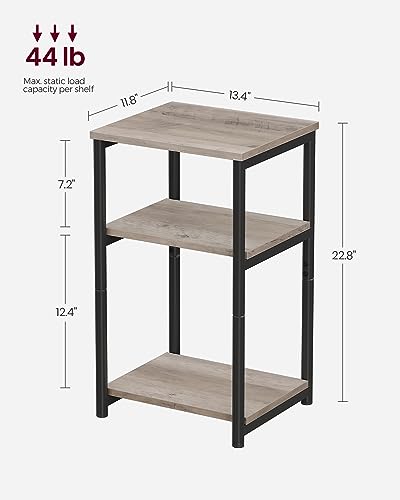 VASAGLE BARNET Collection - Side Table, Small End Table for Living Room, Modern Tall Nightstand, Bedroom, Office, Bathroom, Steel Frame, Heather Greige and Ink Black ULET273B02 - color: Heather Greige + Ink Black