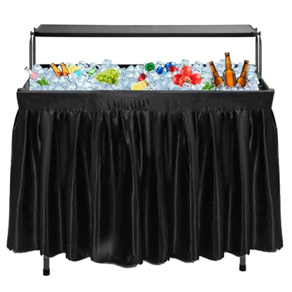 CDEN 4 ft ice Cooler Table, Outdoor Folding ice Table, Portable Cooler Table, ice Table, with Sink and Drain, with Removable Skirt (White) - size: Black