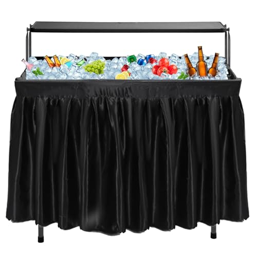 CDEN 4 ft ice Cooler Table, Outdoor Folding ice Table, Portable Cooler Table, ice Table, with Sink and Drain, with Removable Skirt (White) - size: Black