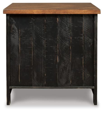 Signature Design by Ashley Distressed Two-Tone Wood Accent Side Table, Valebeck End Table with Cabinet, Casual Farmhouse Nightstand with Metal Wire Mesh Doors, Brown and Black - color: Black/Brown