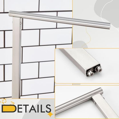 KOKOSIRI Hand Towel Holder Standing Towel Rack with Steady Marble Base for Bathroom Vanity Countertop, Brushed Stainless Steel 15.7'' Height THS0006-BR - color: Brushed Nickel, size: 1-Bar