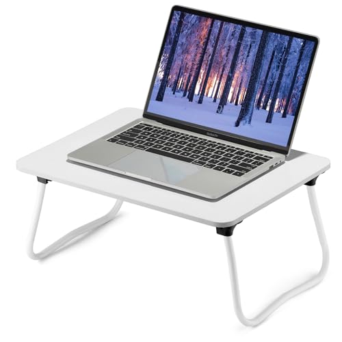 ZEAPTAC Laptop Bed Desk, Foldable Lap Desk, Portable Lap Table, Bed Table, Laptop Stand, Lightweight & Mini Table for Breakfast/Picnic/Drawing/Couch/Floor - White - color: White