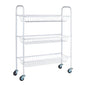 Household Essentials 3-Tier Slim Storage Cart, Heavy-Duty Steel Frame, Smooth Casters with Locks, Powder Coat Finish, Arched Handles, Easy to Assemble, Modern, Compact, White - color: White