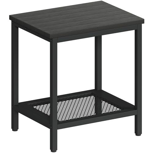 Outdoor Side Table with Storage 2-Tier Patio End Tables Black | Outdoor Accent Table Small Side Table For Pool, Deck, Garden - color: Black