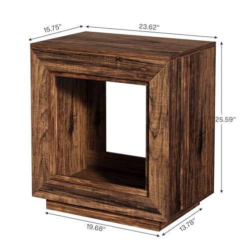 Tribesigns Rustic Brown End Table, 24" Side Table with Storage Shelf, Farmhouse Style Nightstand Bedside Table for Small Spaces, Bedroom, Living Room, Entryway, Easy Assembly (1, Brown) - color: Brown
