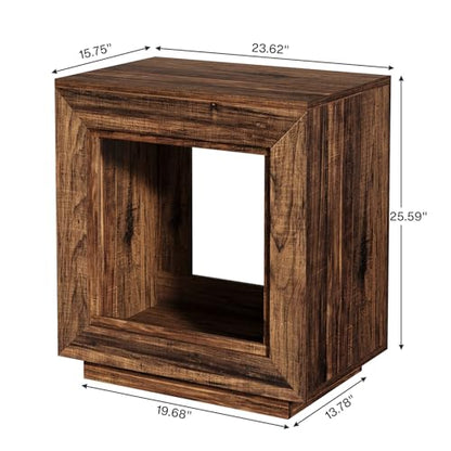 Tribesigns Rustic Brown End Table, 24" Side Table with Storage Shelf, Farmhouse Style Nightstand Bedside Table for Small Spaces, Bedroom, Living Room, Entryway, Easy Assembly (1, Brown) - color: Brown