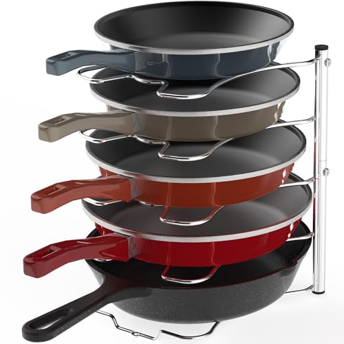 Simple Houseware Cabinet Pantry Pot and Pan Organizer Holder Rack, Chrome - color: Chrome