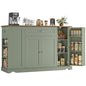 HOSTACK Kitchen Island Cart with Storage, 47'' Kitchen Storage Island on Wheels with 2 Drawers, Rolling Island Table with Adjustable Shelves, Mobile Buffet Sideboard Cabinet for Dining Room, Green - style: Green + Rustic Brown