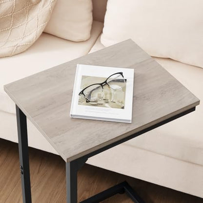 AMHANCIBLE C Shaped End Table, Slide Under Couch Table for Sofa, TV Tray Snack Table, Small Side Table for Small Space, Living Room, Grey HET02CGY-1 - color: Grey