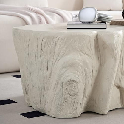 48.62'' Irregular Coffee Table Faux Stone Coffee Table for Living Room Modern Concrete Coffee Tables with Cement Live Edge Indoor Outdoor Center Tables No Assembly, Beige - color: Irregular-beige
