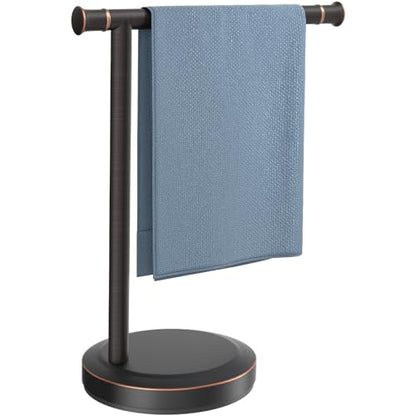 Hoimpro 13" Oil Rubbed Bronze Stand Hand Towel Holder Bathroom Kitchen Countertop Towel Rack Towel Bar Ring Free Standing Counter T Bath Accessories Freestanding Vanity Sink Hardware Stainless Steel - color: Oil Rubbed Bronze