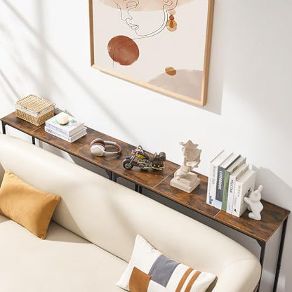 Console Table, Narrow Entryway Table, Thin Sofa Table, Behind Couch Table,for Hallway, Bedroom, Living Room, Foyer, 11.8 x 39.4 x 31.5 Inches, Rustic Brown - size: 11.8" W x 39.4" D, style: Ordinary