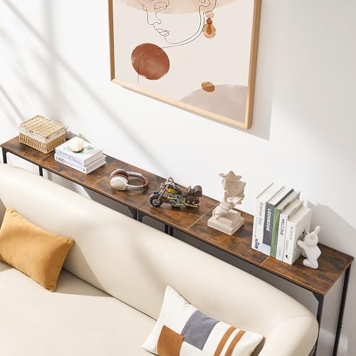 Console Table, Narrow Entryway Table, Thin Sofa Table, Behind Couch Table,for Hallway, Bedroom, Living Room, Foyer, 11.8 x 39.4 x 31.5 Inches, Rustic Brown - size: 11.8" W x 39.4" D, style: Ordinary