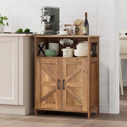 Homhedy Farmhouse Bathroom Storage Cabinet with 2 Doors, Toilet Paper Cabinet with Adjustable Shelf, Small Bathroom Cabinet for Kitchen/Laundry/Living Room, 11.8 x 23.6 x 31.5 Inches, Rustic Walnut - color: Rustic Walnut