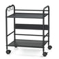 2-Tier Metal Rolling Cart, Compact Under Desk Storage Organizer | 12.2" clearance fits binders & tall bottles; anti-drop safety guard; small space mobile shelf for home, bedroom & office. - color: Black