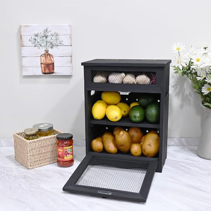 Ikee Design 360Degree Rotating Pencil Pen Stationery Supply Holder Storage | Pine wood countertop cabinet with removable shelf stores bread, potatoes, onions and pantry essentials; fully assembled. - color: Black, 2 Door