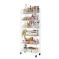 6 Tier Slim Rolling Storage Cart with Wheels, Metal Mobile Shelving Unit Organizer Utility Cart for Office Bathroom Kitchen Laundry Room Narrow Places (White 10 Inches) - size: White 10 Inches