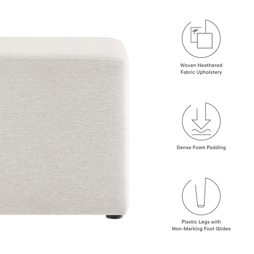 Modway 17" Square Woven Heathered Fabric Upholstered Upholstered Ottoman - color: Heathered Weave Ivory