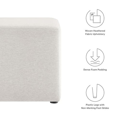 Modway 17" Square Woven Heathered Fabric Upholstered Upholstered Ottoman - color: Heathered Weave Ivory