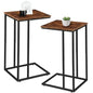 C Shaped Side Table Set of 2, Skinny Sofa Table for Sofa and Bed, Couch Tables That Slide Under, Small End Tables for Living Room, Bedroom or Small Spaces, Rustic Brown - color: Rustic Brown