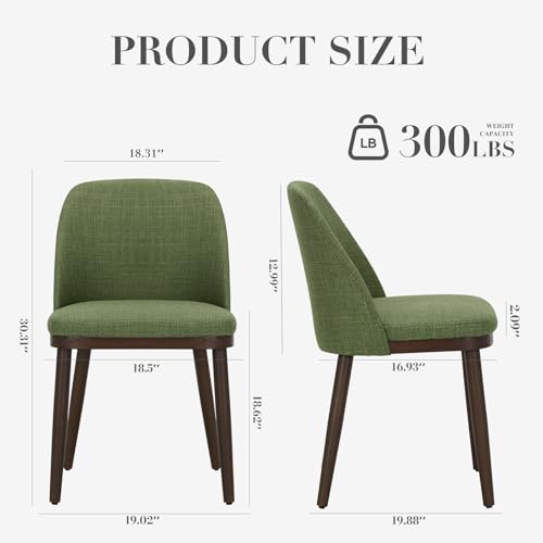 COLAMY Upholstered Dining Chairs Set of 2, Modern Kitchen Chairs with Back, Leather Side Dining Room Chairs with Wood Legs for Kitchen Dining Room Restaurant,Green - color: Green, size: Set of 2