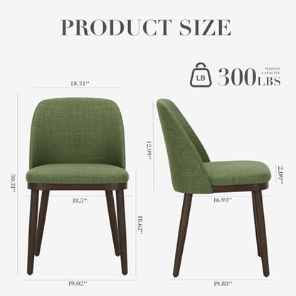COLAMY Upholstered Dining Chairs Set of 2, Modern Kitchen Chairs with Back, Leather Side Dining Room Chairs with Wood Legs for Kitchen Dining Room Restaurant,Green - color: Green, size: Set of 2
